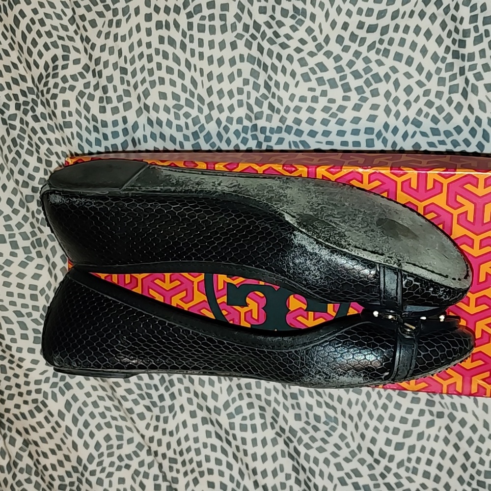 Tory Burch Aaden Snake Embossed Ballet Flat Leather - Picture 5 of 8